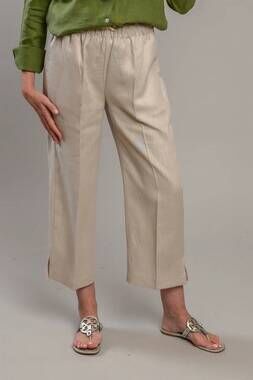 NEW CROWN LINEN classic capri pants in flax